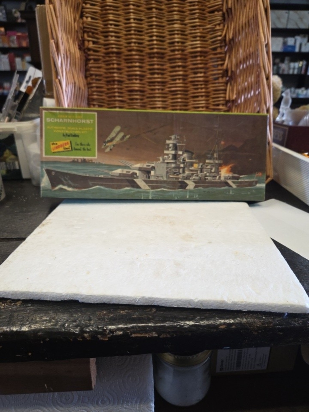 Vintage 1967 Scharnhorst Battleship Model Kit Box Model#761-100